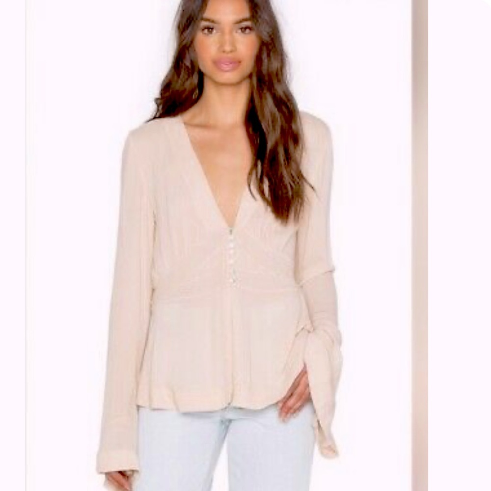 Free People Bell Sleeve Peasant Blouse Size Large - Picture 1 of 10